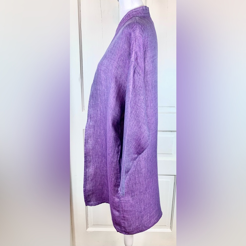 Eileen Fisher Purple Irish Linen Open Front Jacket - Kimono - Cardigan - Picture 8 of 15